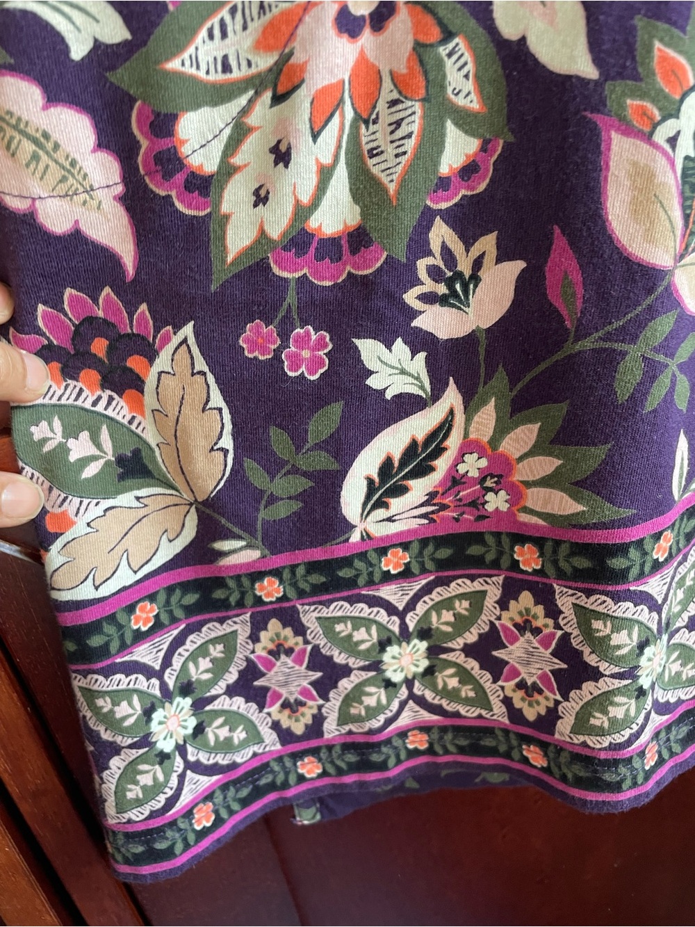 Lands' End purple floral print 100% cotton mini dress Size XL - Picture 4 of 8